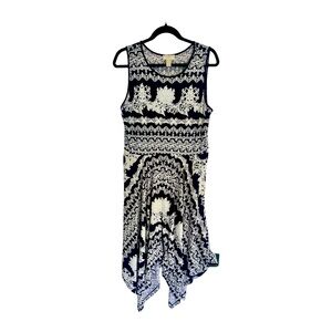 LOFT boho paisley sleeveless casual stretchy a-line wedding guest large dress